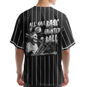 all hail base haunted ball custom black white halloween baseball jersey