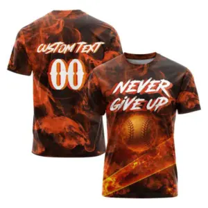 never give up baseball shirt for baseball lover custom text & custom number all over print