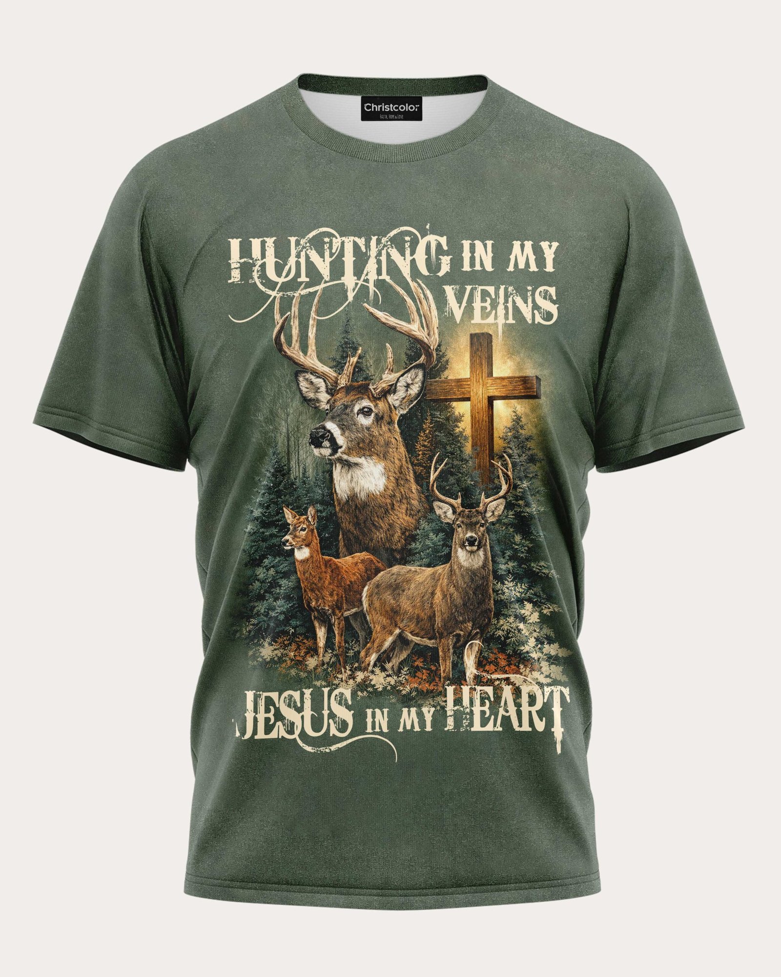 Hunting In My Veins Jesus In My Heart T-Shirt - Image 5
